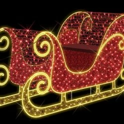 The Christmas Palace OVERSIZED DECOR 8 FT X 3 FT X 4 FT RED & WARM WHITE SLEIGH LED STRING & ROPE LIGHT 120V