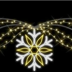 The Christmas Palace OVERSIZED DECOR 11 FT X 3 FT WARM WHITE & COOL WHITE SNOWFLAKE BANNER