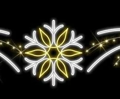 The Christmas Palace OVERSIZED DECOR 15 FT X 2 FT WARM WHITE & COOL WHITE LED SNOWFLAKE SIGN