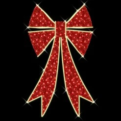 The Christmas Palace 5 FT RED & WARM WHITE LED BOW OVERSIZED DECOR