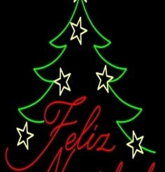 The Christmas Palace 4.5 FT X 4.5 FT RED & GREEN LED FELIZ NAVIDAD TREE