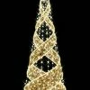 The Christmas Palace 5 FT X 5 FT X 13 FT WARM WHITE LED GOLD RIBBON TREE OVERSIZED DECOR