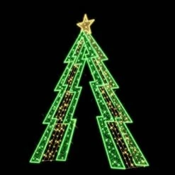The Christmas Palace 11 FT X 4 FT X 15 FT GREEN LED CHRISTMAS TREE STAND IN