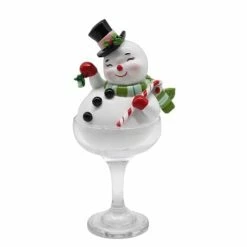 The Christmas Palace 5" RETRO SNOWMAN IN A MARTINI GLASS