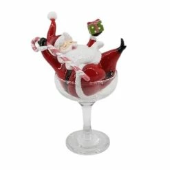The Christmas Palace Santas 5" RETRO SANTA IN A MARTINI GLASS