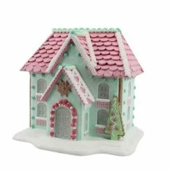 The Christmas Palace Table Tops DECEMBER DIAMONDS 11" PASTEL GINGERBREAD HOUSE