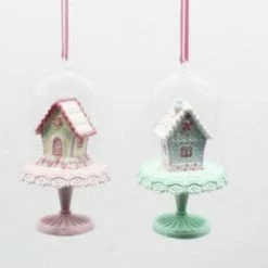 The Christmas Palace 6" CANDY HOUSE ORNAMENT ASSORTED SET OF 2