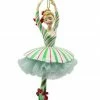 The Christmas Palace 6" GREEN PEPPERMINT SWIRL BALLERINA ORNAMENT
