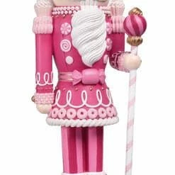 The Christmas Palace PINK CANDY NUTCRACKER WITH STAFF Nutcrackers