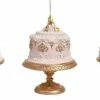 The Christmas Palace Christmas Ornaments DECEMBER DIAMONDS 4" PINK & GOLD CAKE ORNAMENTS ASSORTED SET OF 3