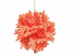 The Christmas Palace Christmas Ornaments DECEMBER DIAMONDS 4.5" CORAL BALL ORNAMENT SET OF 4