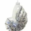 The Christmas Palace Christmas Ornaments DECEMBER DIAMONDS 5" SEQUINED CONCH SHELL ORNAMENT SET OF 2