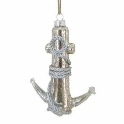 The Christmas Palace DECEMBER DIAMONDS 6" SILVER ANCHOR ORNAMENT SET OF 2 Christmas Ornaments
