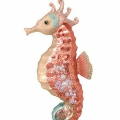 The Christmas Palace Christmas Ornaments DECEMBER DIAMONDS 6" CORAL SEAHORSE ORNAMENT