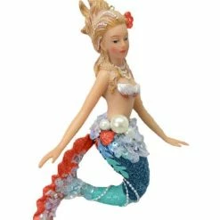 The Christmas Palace Christmas Ornaments DECEMBER DIAMONDS 7" MERMAID WITH FLOWER IN HER HAIR ORNAMENT