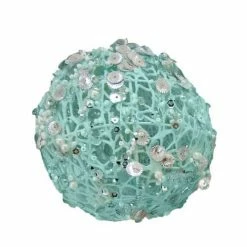 The Christmas Palace DECEMBER DIAMONDS TEAL MESH BALL ORNAMENT
