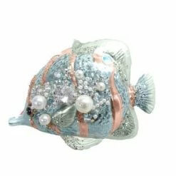 The Christmas Palace DECEMBER DIAMONDS 5" BLUE & GOLD STRIPE FISH ORNAMENT