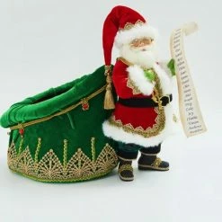 The Christmas Palace 13" ALL TRIMMINGS SANTA WITH TOYBAG Santas