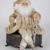 The Christmas Palace VELVETY CREAM & GOLD POSABLE SANTA Santas
