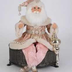 The Christmas Palace Santas SPARKLING BLUSH POSABLE SANTA