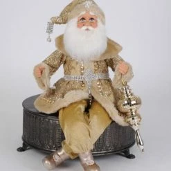 The Christmas Palace GLITZY GOLD POSABLE SANTA