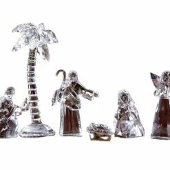 The Christmas Palace 5" ACRYLIC POCKET SIZE NATIVITY SET OF 8 Nativity & Stables