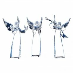 The Christmas Palace 8" ACRYLIC ANGEL STATUETTES ASSORTED SET OF 3