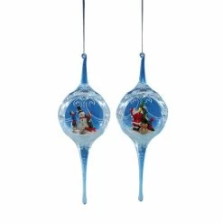 The Christmas Palace 8" SANTA & SNOWMAN EGG SHAPED ORNAMENT ASSORTED SET OF 2 Christmas Ornaments