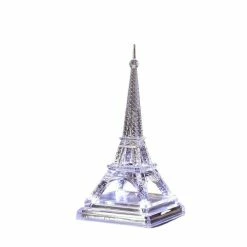 The Christmas Palace 8" ACRYLIC EIFFEL TOWER WITH SILVER BASE BATTERY OPERATED
