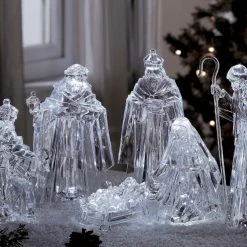 The Christmas Palace 10" ACRYLIC NATIVITY SET OF 6 PIECES Nativity & Stables