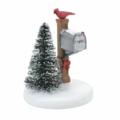The Christmas Palace VILLAGE ACCESSORY CARDINAL CHRISTMAS MAILBOX