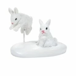 The Christmas Palace Department 56 VILLAGE ACCESSORY WHITE CHRISTMAS BUNNIES