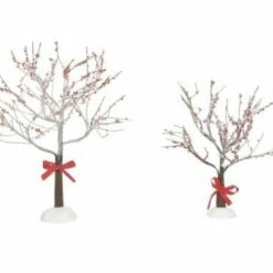 The Christmas Palace Department 56 VILLAGE ACCESSORY CRABAPPLE TREE WITH RIBBON