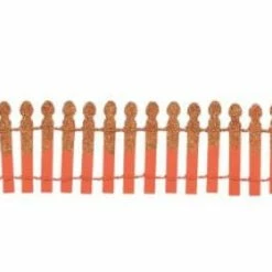 The Christmas Palace HALLOWEEN VILLAGE ACCESSORY PUMPKIN ORANGE GLITTER FENCE