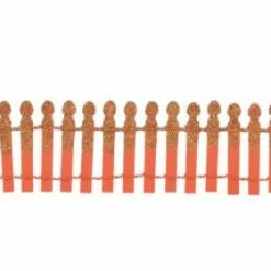The Christmas Palace HALLOWEEN VILLAGE ACCESSORY PUMPKIN ORANGE GLITTER FENCE