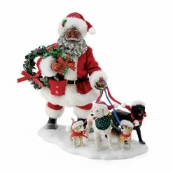 The Christmas Palace POSSIBLE DREAMS 11" DOG GONE GOOD TIME AFRICAN AMERICAN Santas