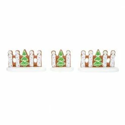 The Christmas Palace VILLAGE ACCESSORY GINGERBREAD CHRISTMAS FENCE SET OF 3