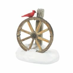 The Christmas Palace VILLAGE ACCESSORY CARDINAL CHRISTMAS WAGON WHEEL