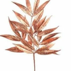 The Christmas Palace Stems & Picks 23" COPPER GILTTERED WILLOW LEAF SET OF 6