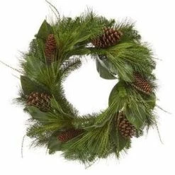 The Christmas Palace Wreaths 24" MAGNOLIA LEAF WREATH WITH PINECONES UNLIT