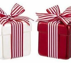 The Christmas Palace Christmas Ornaments 4" RED & WHITE GIFT BOX ORNAMENT SET OF 6