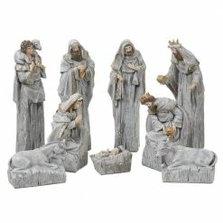 The Christmas Palace 14" GRAY ANTIQUED NATIVITY SCENE SET OF 9