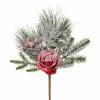 The Christmas Palace 17" ICED ROSE BERRY PINE SPRAY SET OF 6