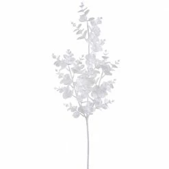The Christmas Palace Stems & Picks 25" WHITE GLITTER EUCALYPTUS BRANCH SET OF 6