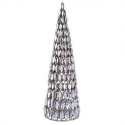 The Christmas Palace Table Tops 15" BATTERY OPERATED RHINESTONE GOLD CONE TREE