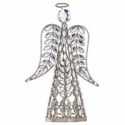 The Christmas Palace 13" GLITTERED RHINESTONE ANGEL CLEAR & GOLD