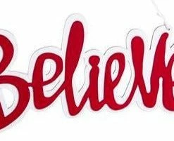 The Christmas Palace Christmas Ornaments 5" RED BELIEVE ORNAMENT SIGN SET OF 2