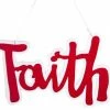 The Christmas Palace 7.5" RED FAITH ORNAMENT SIGN SET OF 2