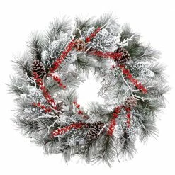 The Christmas Palace Wreaths 30" RED SNOW PINE CONE WREATH UNLIT