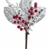 The Christmas Palace Stems & Picks 18" SNOWY BERRY LEAF MAGNOLIA PICK SET OF 6